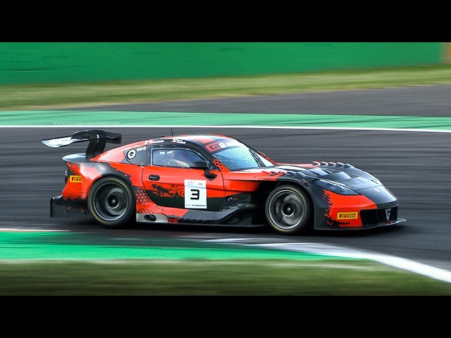 2026 Ginetta G56 GT2 in action at Monza Circuit: Centrifugal Supercharged 6.3 V8 Sound!