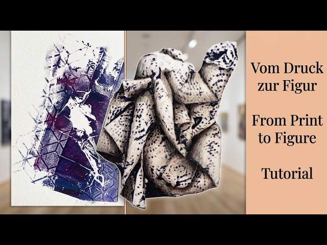Experimentelle Faltfiguren mit der Gelatine Platte Tutorial Experimental Folded Figures Gelli Plate