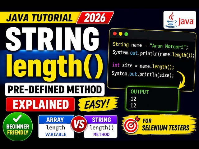 359.length() predefined method of String class in Java (Selenium Java 2026)