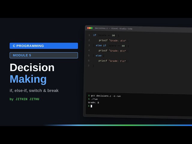 Getting started with C programming #5: Decision Making | if, else-if, switch & break
