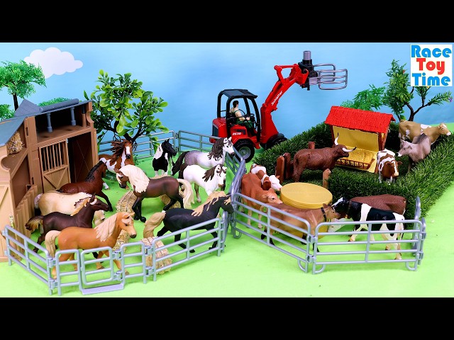 Farm Country with Horses and Cows Animal Figurines