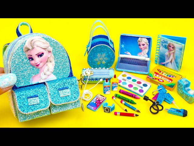 15 DIY Miniature Elsa School Supplies ~ Backpack, Notebook, Pencil Case
