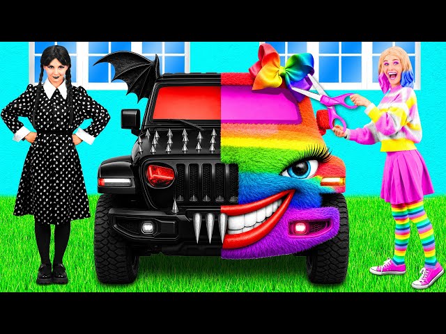 Rainbow Car vs Black Car Challenge | Cool Creative Hacks by PaRaRa Challenge