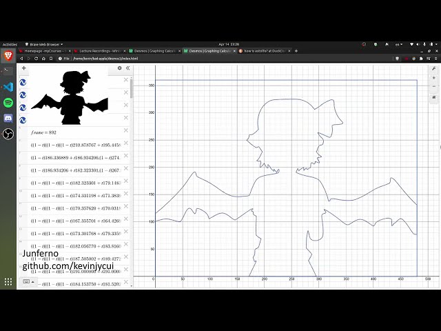 Bad Apple!! played on Desmos but it's high quality with Bezier Curves