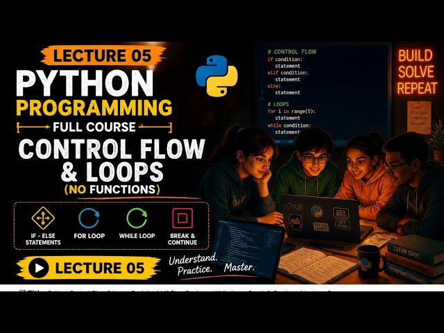 Python Programming Lecture 5 | Control Flow & Loops |If-Else, For Loop, While Loop, Break & Continue
