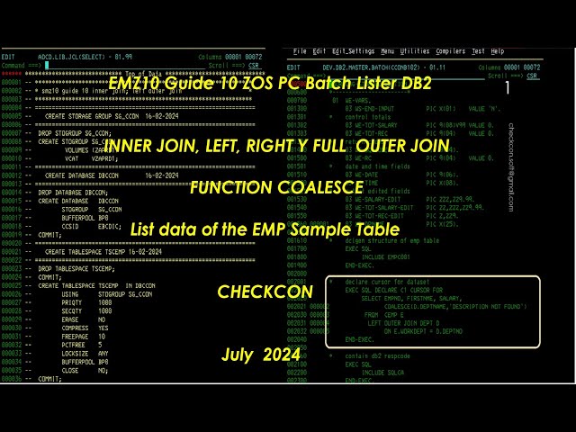 EMZ10 MAINFRAME PC BATCH LISTER WITH DB2 LEFT OUTER JOIN COALESCE CHECKCON