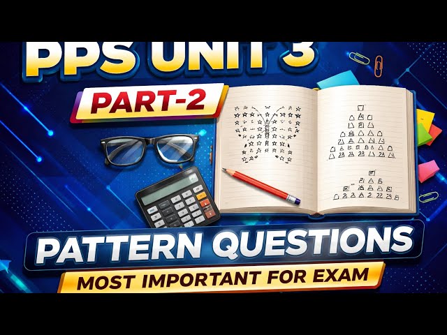 PPS Unit 3 Part 2 | Pattern Questions in C 🔥 Most Important for Exam 2026 |#aktu#btech#studyloop#pps