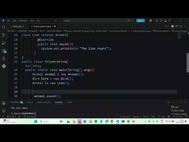 # JAVA # POLYMORPHISM   13 JULY 2026