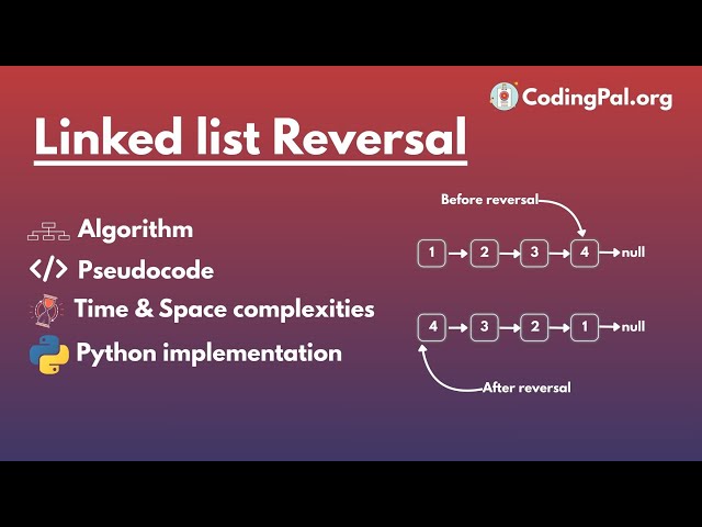 Reverse a Singly Linked List Algorithm, Pseudocode and PYTHON Implementation || CodingPal.org || DSA