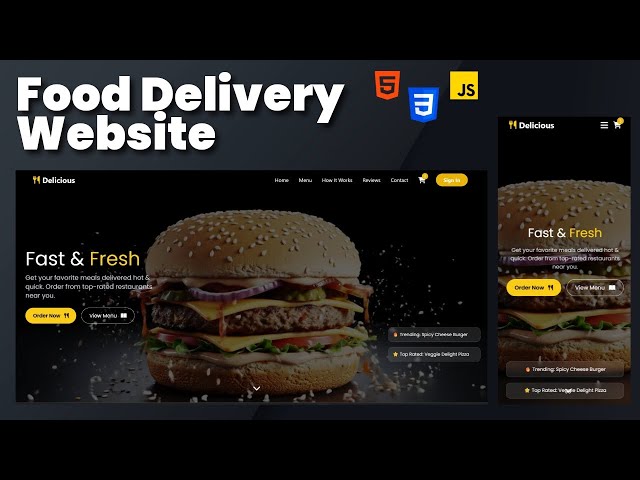 Build a STUNNING Food Delivery Website with HTML CSS JS in MINUTES