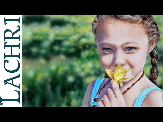 Realistic portrait in colored pencil - speed drawing art lesson w/ Lachri