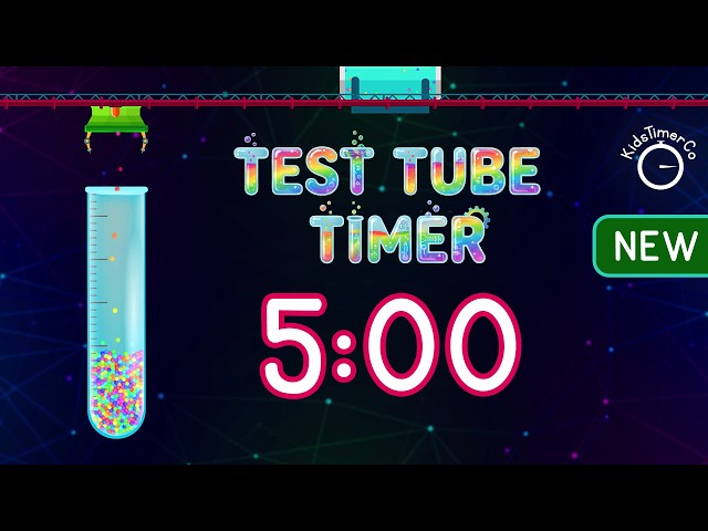 5 Minute Test Tube Timer for Kids Classroom | Colorful Science Visual Timer 🧪