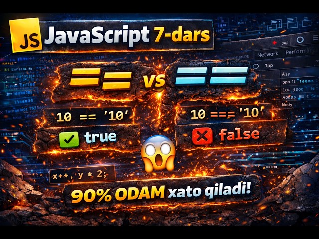 JavaScript’da == va === farqi | 90% odam xato qiladi 😱