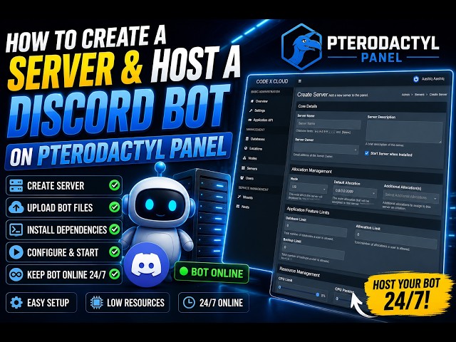 How to Create Server & Host a Discord Bot 24/7 on Pterodactyl Panel (Easy Guide)