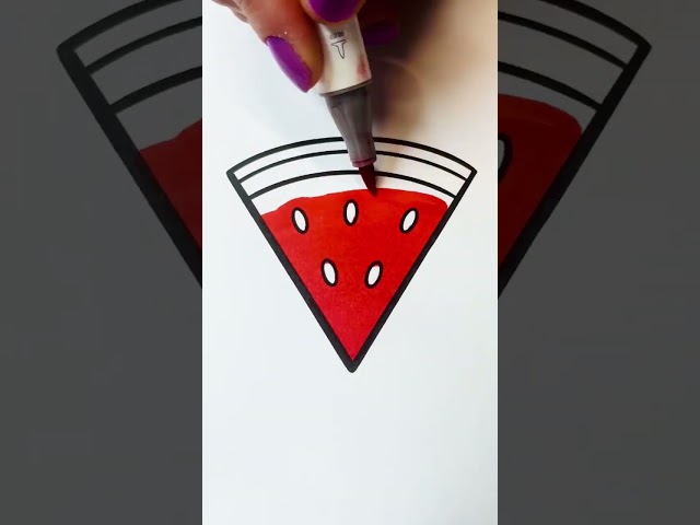 Watermelon 🍉 #watermelon #colorwithme #coloringpage #oddlysatisfyingvideo #coloring #markerart