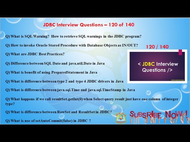 Java Database Connectivity(JDBC) Interview Questions – 120 out of 140