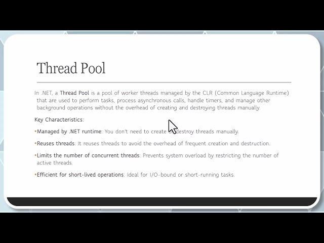Thread , Threadpool ,Task and async await in .NET