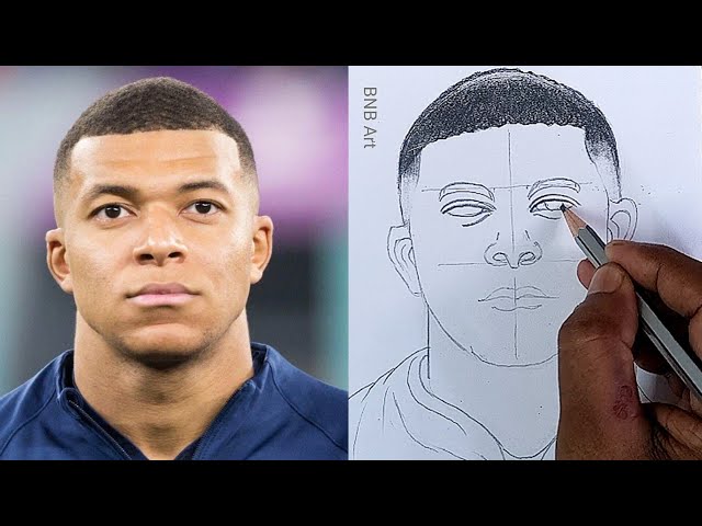How to Draw Kylian Mbappe : Easy Step by Step Face Drawing Tutorial 