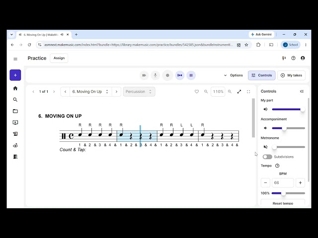 (Snare Drum) Exercise 6 (Moving on Up) - Essential Elements Book 1