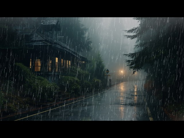 Heavy Rain for Sleeping at Night - Sleep Fast, Relax, Study & White Noise