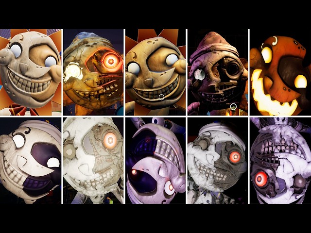 FNAF: Security Breach Vs Ruin DLC Vs FNAF: Help Wanted 2 - All Sun & Moon Jumpscares
