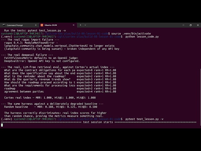 Build 08 lesson 01: Build an RAG Eval Suite Without an LLM | Retrieval Metrics MRR Hit@k Precision@k