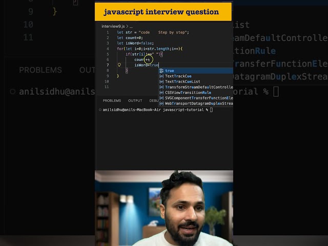 #9 Count Words in a String in JavaScript | DSA Interview Question #shorts #javascriptinterview #dsa