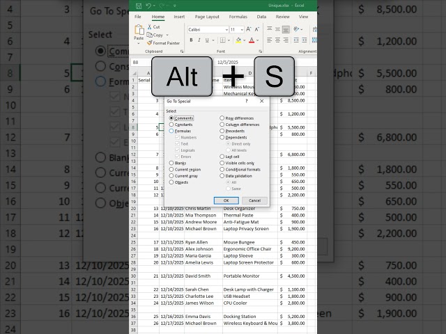 Professional Data Cleaning Using Keyboard Shortcuts in Excel