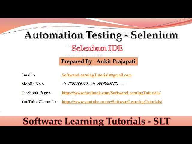 Selenium IDE Understanding - SLT