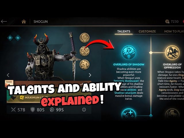 BROKEN ! 😮 Shogun ALL TALENTS and UNIQUE ABILITIES Explained | Shadow Fight 4 Arena 