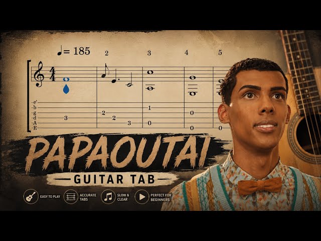Afra Soul - Papaoutai Fingerstyle Guitar Tutorial | Easy TAB