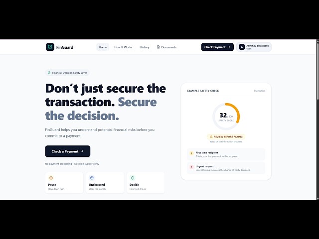 FinGuard 🛡️ | AI-Powered Financial Safety & Fraud Prevention | Hackathon 2026