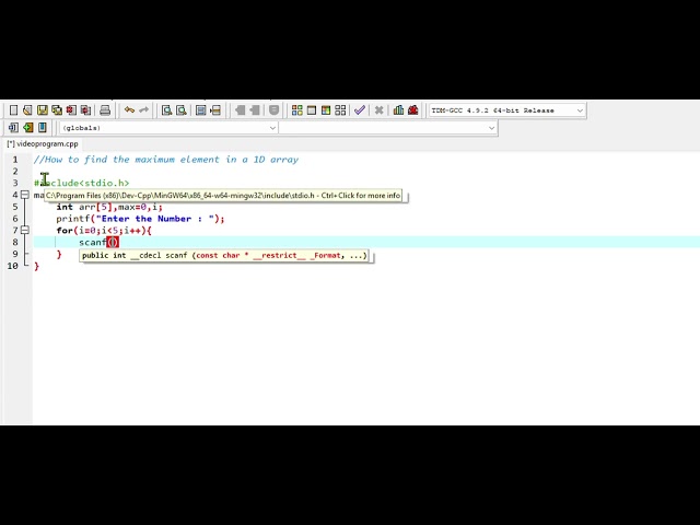 How to find the maximum element in a 1D array