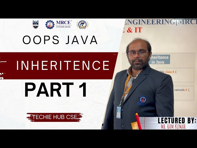 INHERITENCE | JAVA PART 1 | Techie - hub| DEPT OF CSE & IT | MRCE
