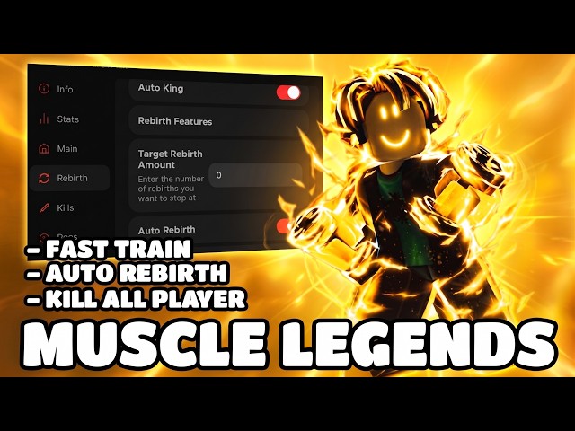 Muscle Legends Script -  FAST TRAIN, AUTO REBIRTH, KILL ALL PLAYER