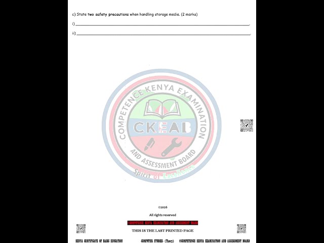 Grade 10 Computer Studies Mid Term 1 2026 Theory Exam with Marking Scheme