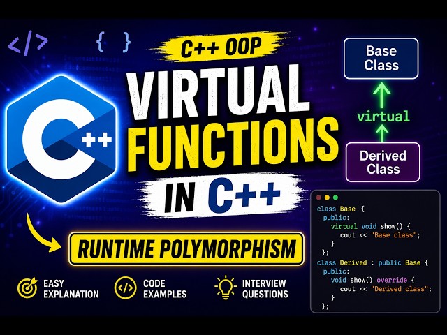 Virtual Functions in C++ OOP | Runtime Polymorphism Explained with Examples | OOP Concepts in C++