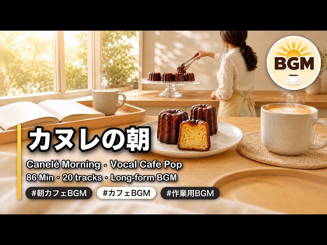 【作業用BGM】Canelé Morning 🤎☕ Vocal Cafe Pop BGM 86 Min | カヌレの朝カフェ カラメル香る金色でしめくくる金曜