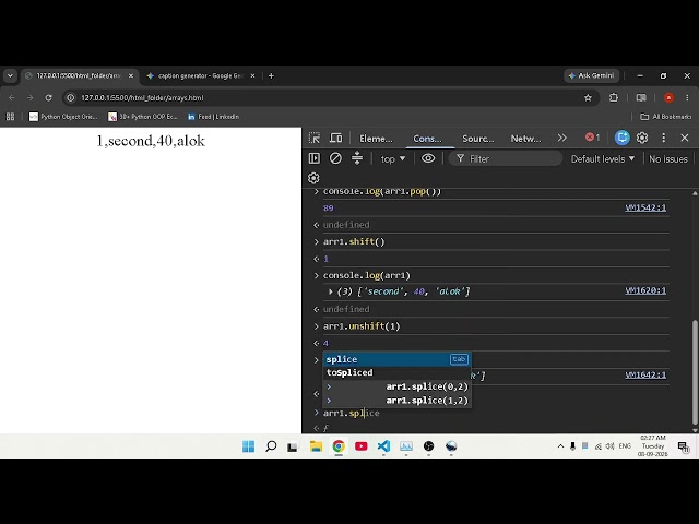 JavaScript Array Methods Deep Dive | push, pop, shift, unshift, splice, sort & while Loops 💻⚡