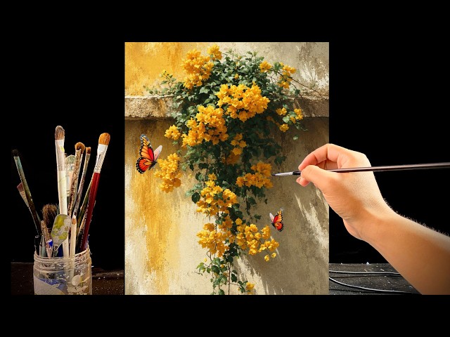 🎨 Can You Paint This Hyper Realistic Bougainvillea? | Easy Acrylic Tutorial Anyone Can Follow #239