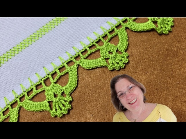 Simple Crochet Edging for Dish Towel - Single Row - 511