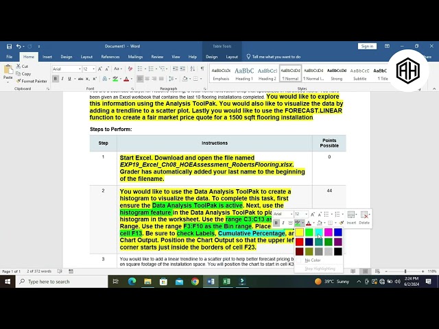 Excel Assignment Solution | EXP Excel CH08 HOE Assessment Roberts Flooring | Step by Step Guide