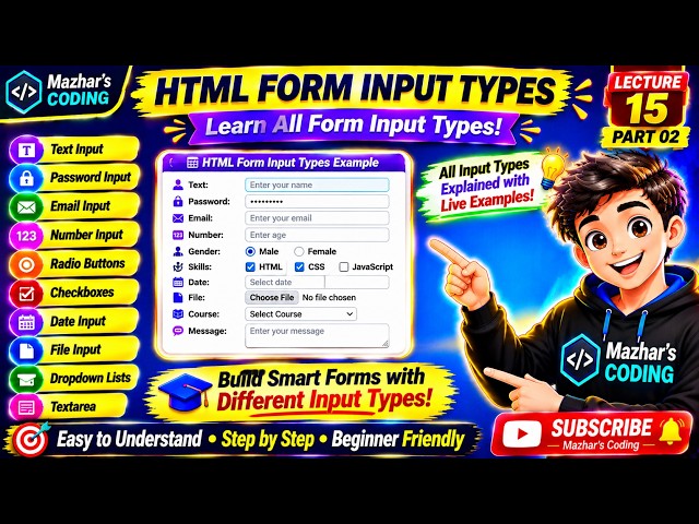 How to Use HTML Form Input Types? | HTML Forms for Beginners | Lecture 15 Part 02
