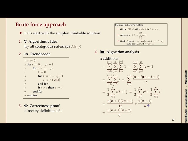 Efficient Algorithms (Winter 2026-27) - 02-06 Algorithm Design Teaser - The Maximum Subarray Problem