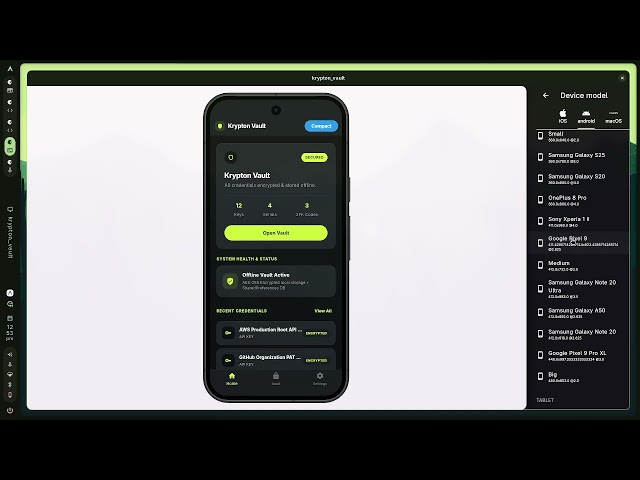 Flutter credential manager with responsive ui