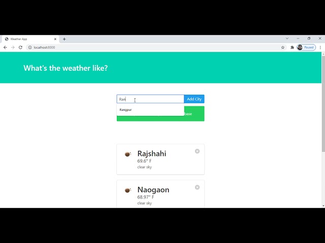 Weather App Project with Rest API in Django