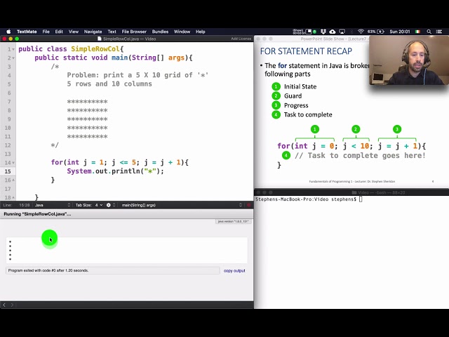 Print rows and columns using a nested for loop in Java