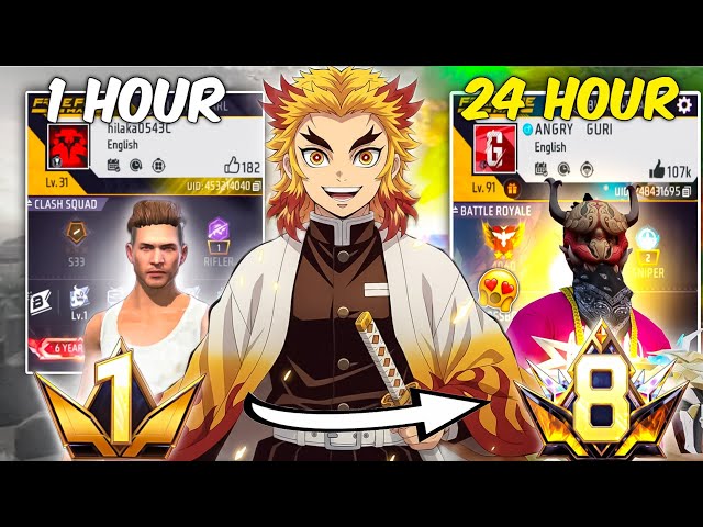 Transforming ₹10 Noob ID into Level 8 PRIME ID in Just 24 days | Garena Free Fire |