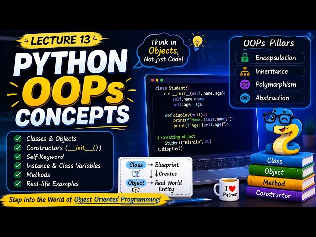 Python OOPs Concepts Explained | Lecture 13 |Classes, Objects, Methods & Method Overriding 