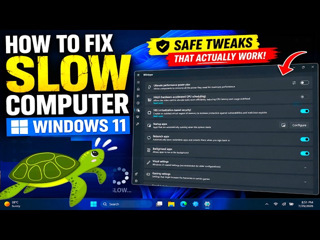 How to Fix SLOW Computer Windows 11 (Safe TWEAKS That Actually Work)